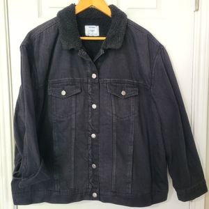 Old Navy Denim Sherpa Lined Black Jacket XXL NWT